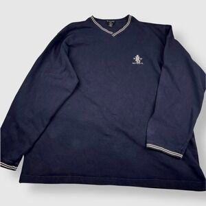 Vintage Polo Jeans Ralph‎ Lauren Sweater Mens Large Pullover Blue VNeck Cotton